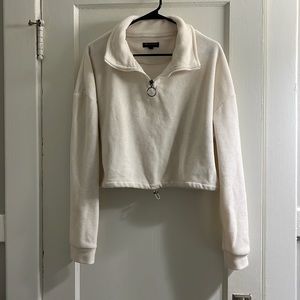 Cropped fleece quarter zip